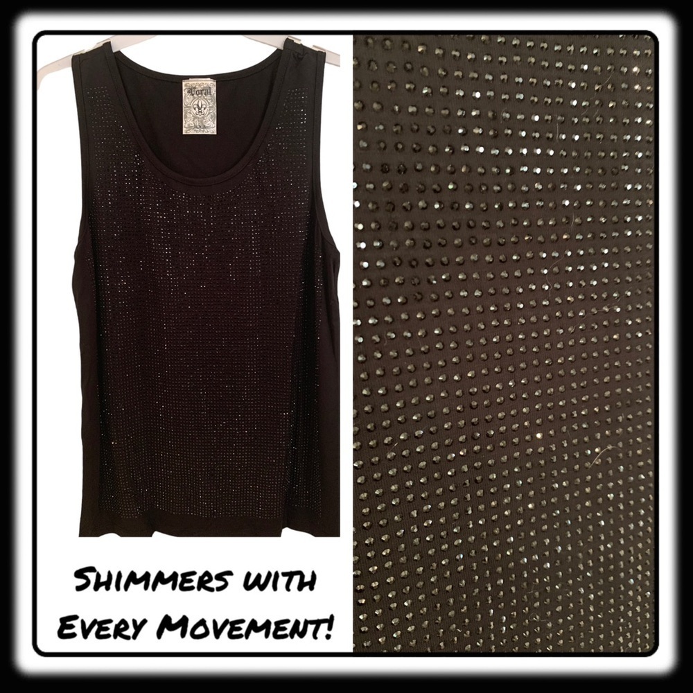 NWT VOCAL black rhinestone tank. Size LARGE. Gorgeous and versatile!